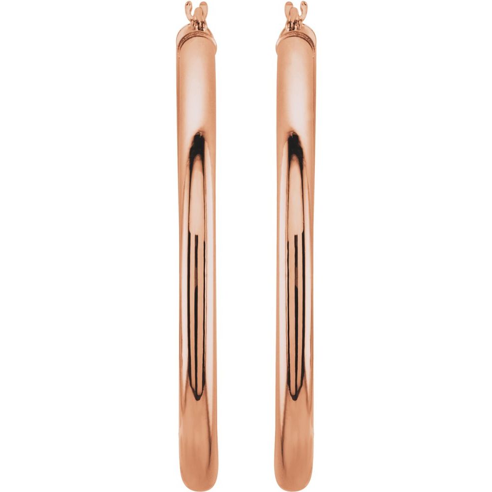 14K Rose Gold 40 mm Tube Hoop Earrings