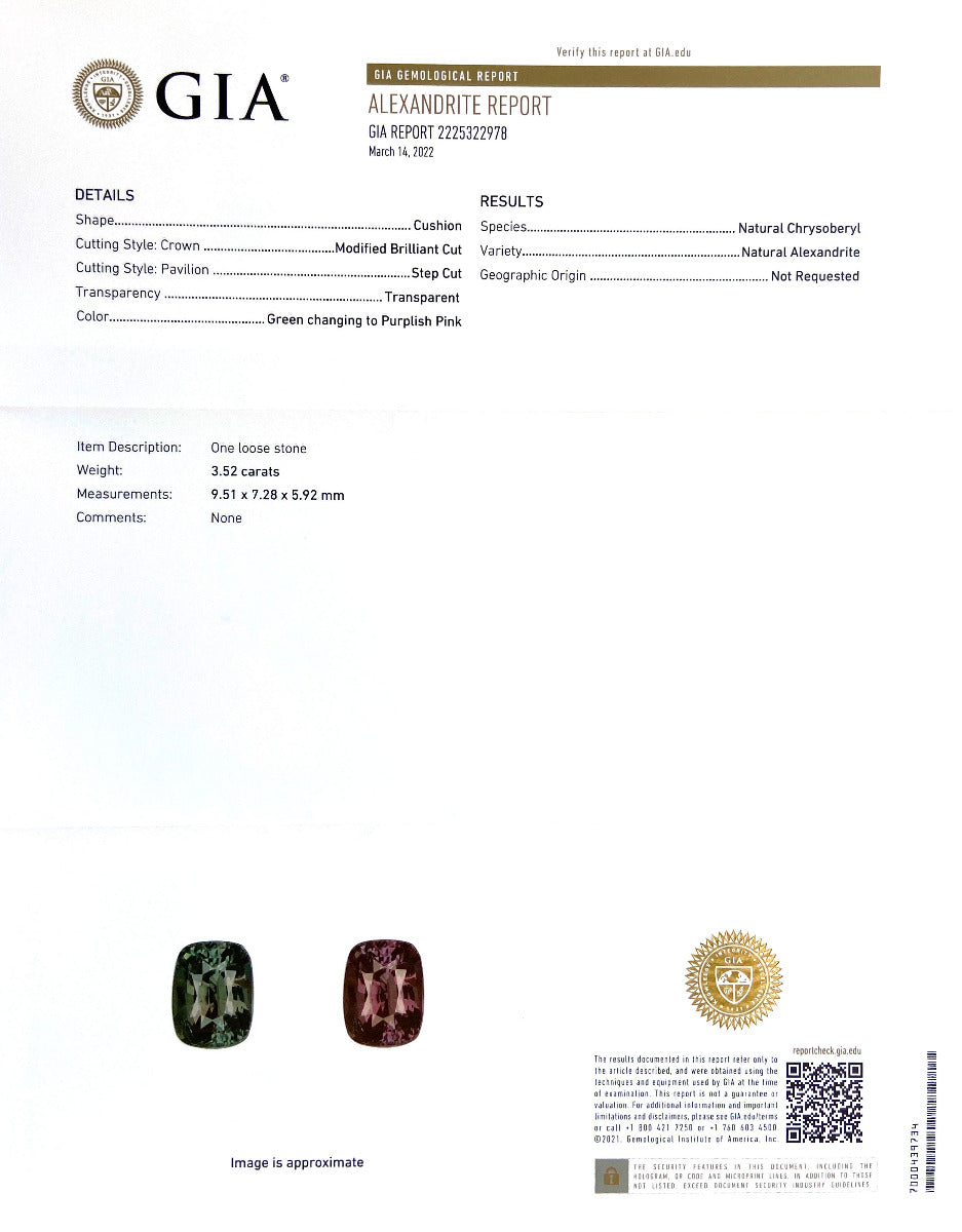 18K White Gold 3.94ct TGW Color Change Alexandrite and Diamond One-of-a-Kind Ring