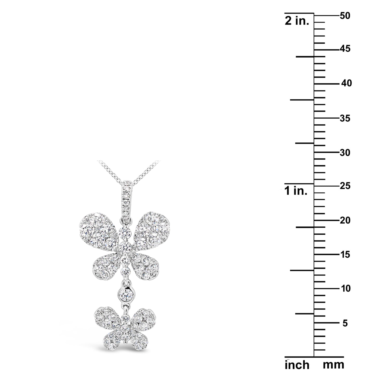 18k White Gold 1 1/2ct TDW White Diamond Double Butterfly Pendant Necklace