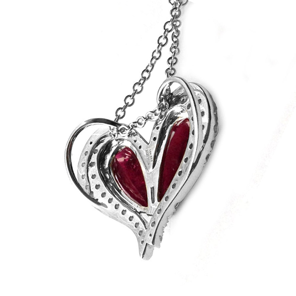 14K White Gold 8.32ct TGW Rubellite and White Diamonds One-of-a-Kind Necklace