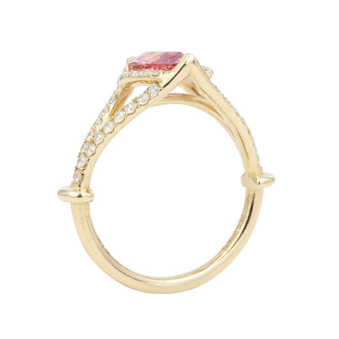 14k Yellow Gold 1.72ct TGW Pink Tourmaline and White Diamond Ring