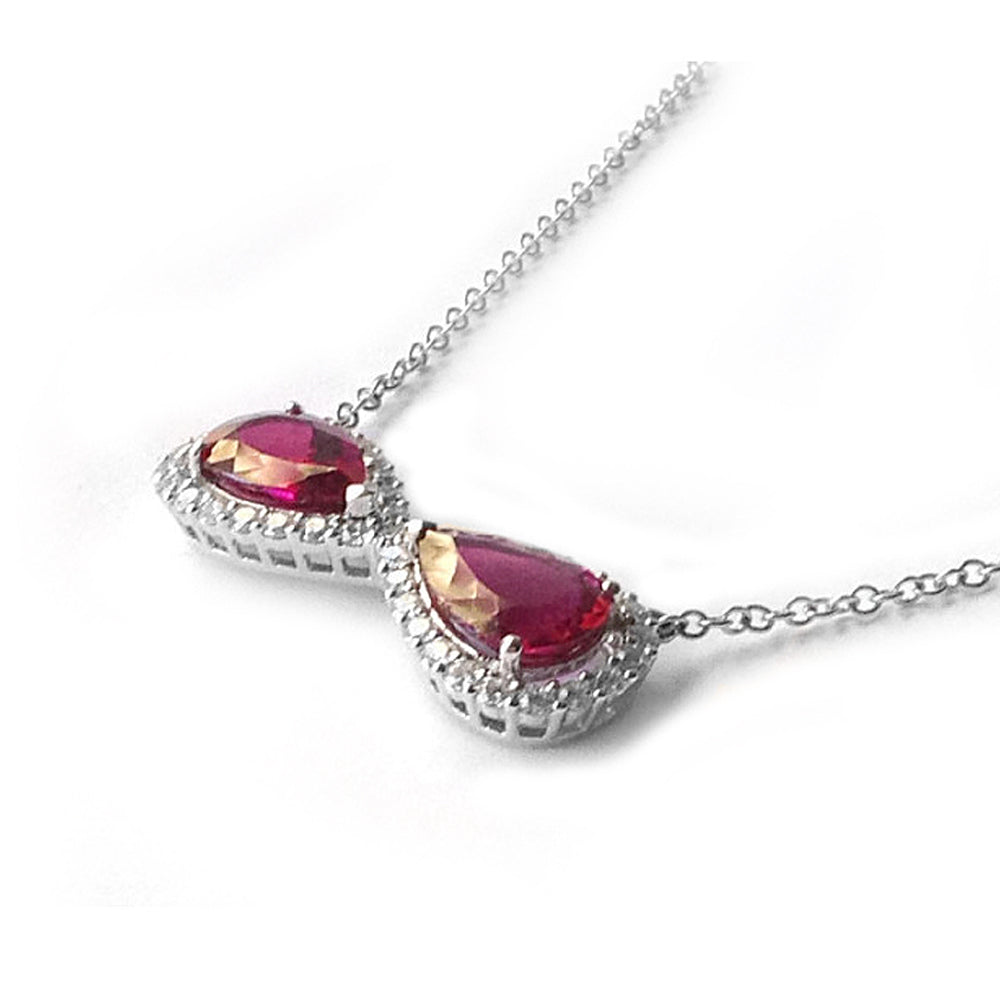 14K White Gold 7.82ct TGW Rubellite and White Diamonds One-of-a-Kind Necklace
