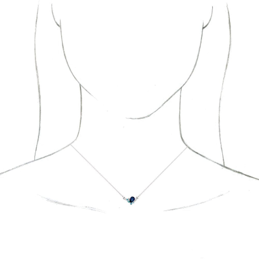 14k White Gold Natural Multi-Gemstone & .06 CTW Natural Diamond 18" Necklace