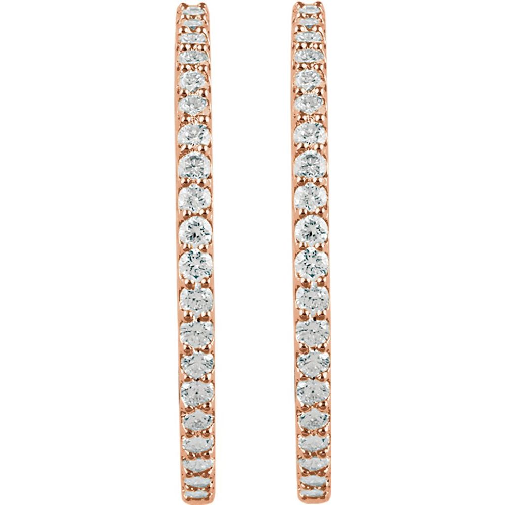 14k Rose Gold 41.5 mm 5 CTW Natural Diamond Inside-Outside Hinged Hoop Earrings