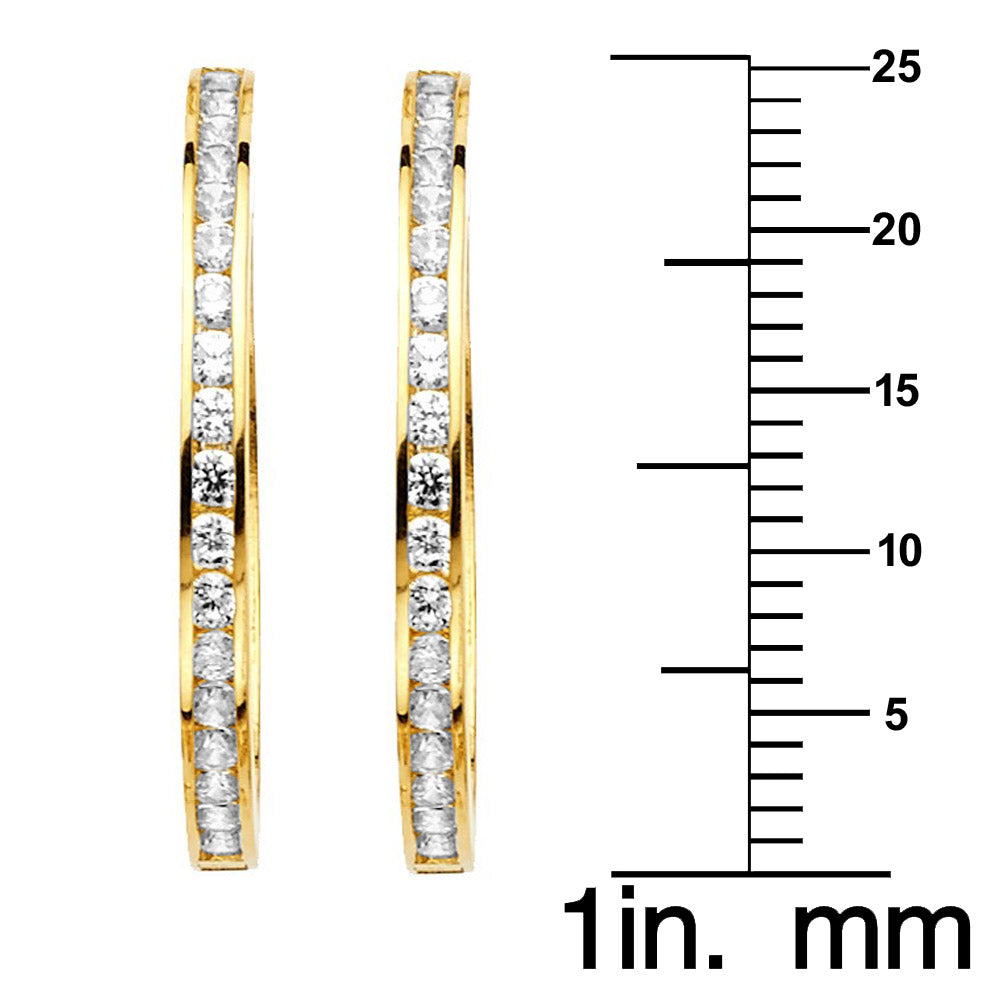 14k Yellow Gold Cubic Zirconia 25-mm Hoop Earrings