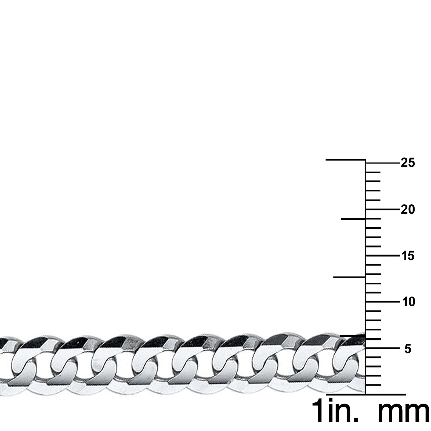 14k White Gold 6.9mm Wide Regular Concave Cuban Men's Chain Bracelet (8.5")