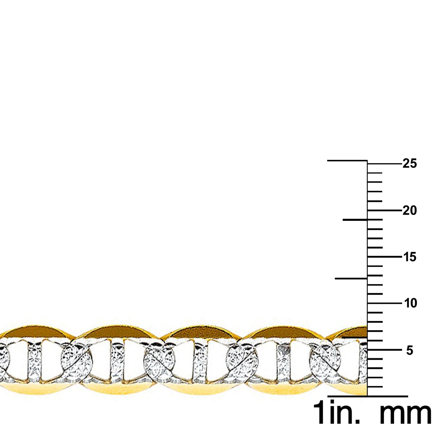 14k Two-tone Gold 7.7mm Wide White Pave Flat Mariner Men's Chain Bracelet (8.5")