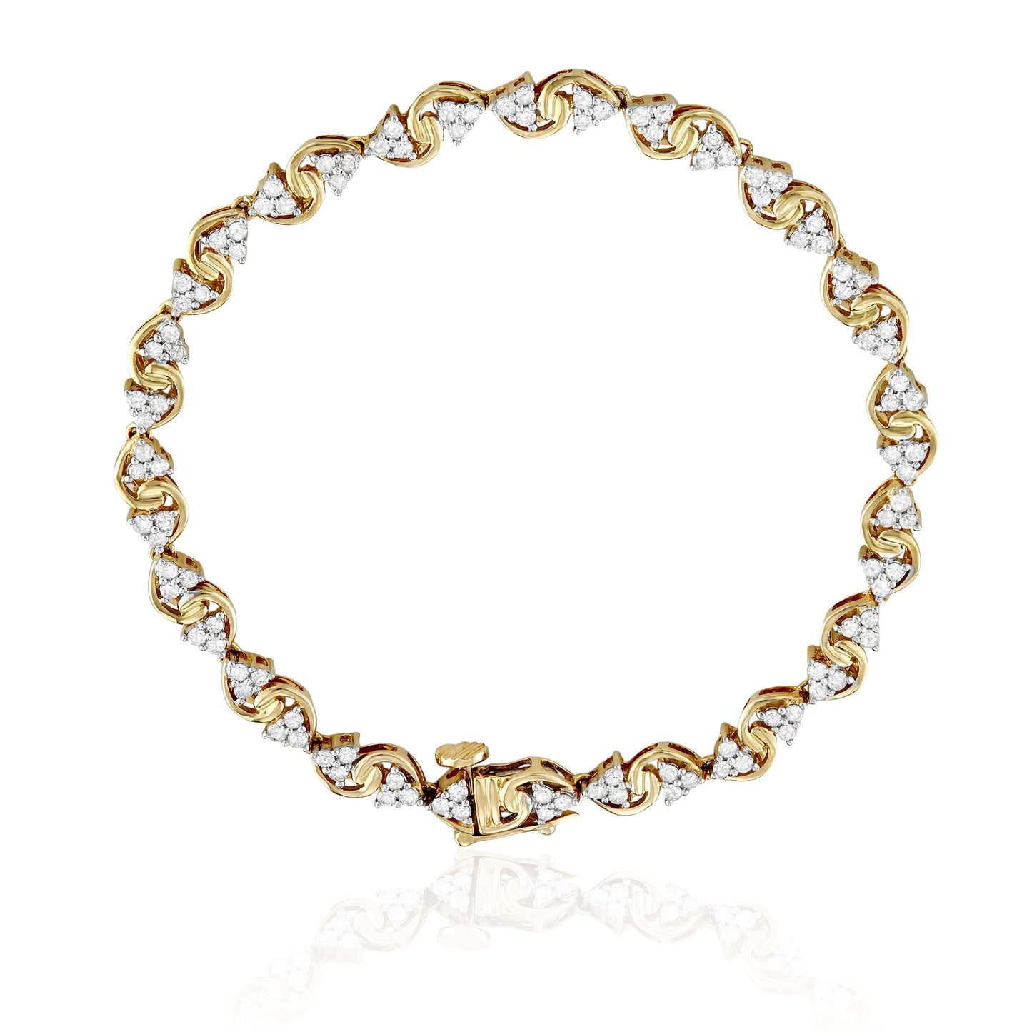Yellow Goldplated Sterling Silver 0.20ct TDW White Diamond 7 Inch Link Bracelet