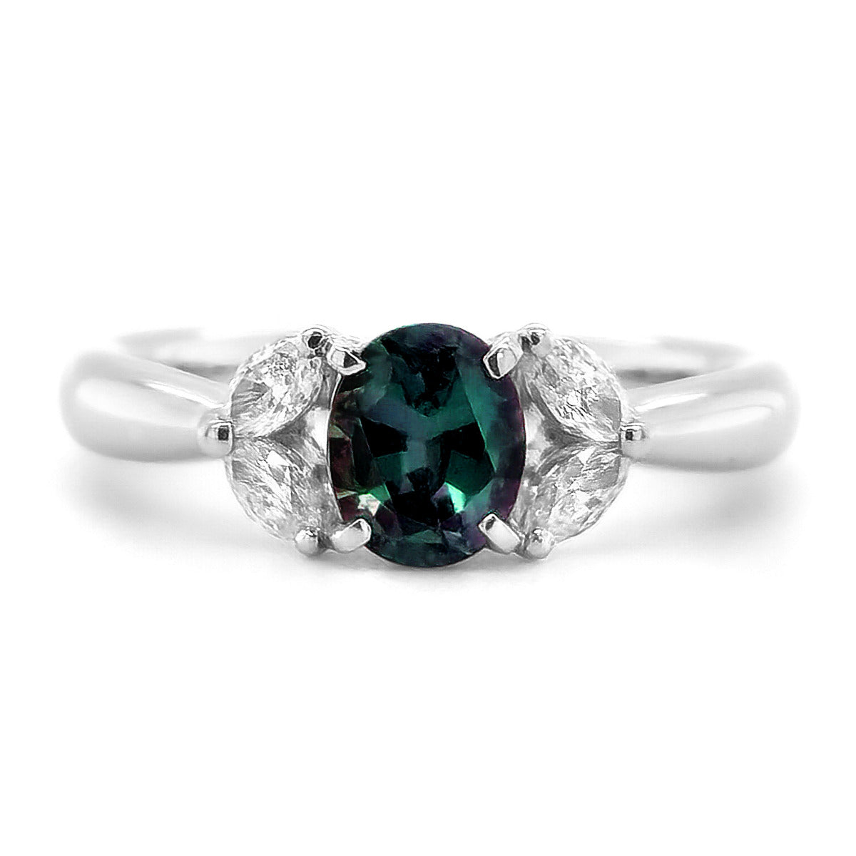 Platinum 1.13ct TGW Color Change Alexandrite and Diamond One-of-a-Kind Ring