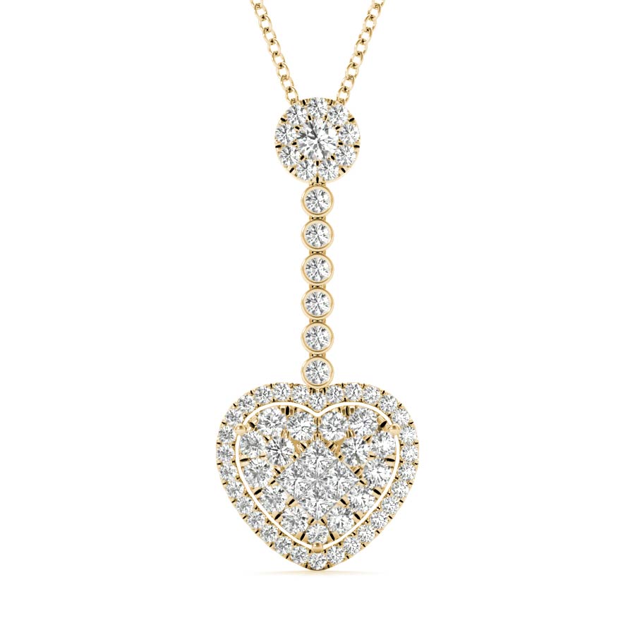 18K Yellow Gold 1.01ct TDW White Diamond Heart Necklace