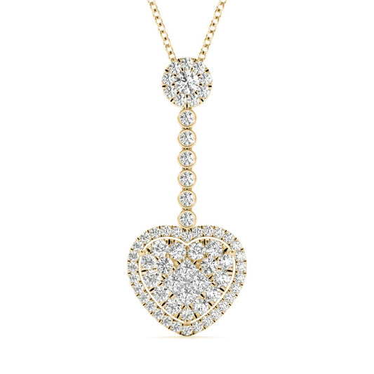 18K Yellow Gold 1.01ct TDW White Diamond Heart Necklace