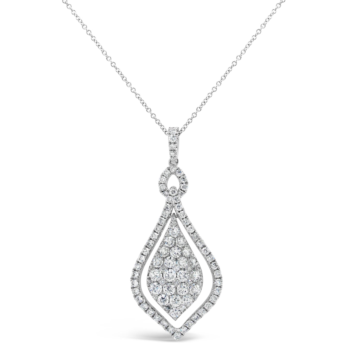 18k White Gold 1 5/8ct White Diamond Dangling Pendant Necklace