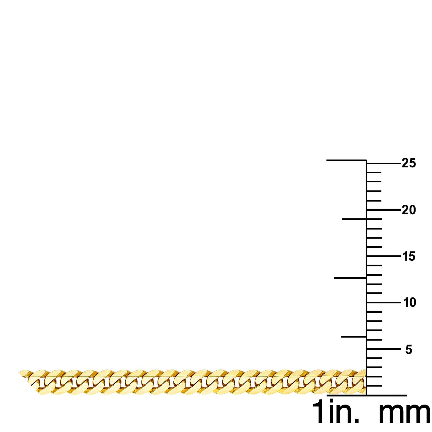 14k Yellow Gold 6.3mm Wide Flat Bevelled Cuban Men's Chain Necklace