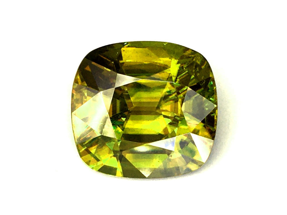 Natural Cushion-shape 38.08 carat Yellowish Green Sphene