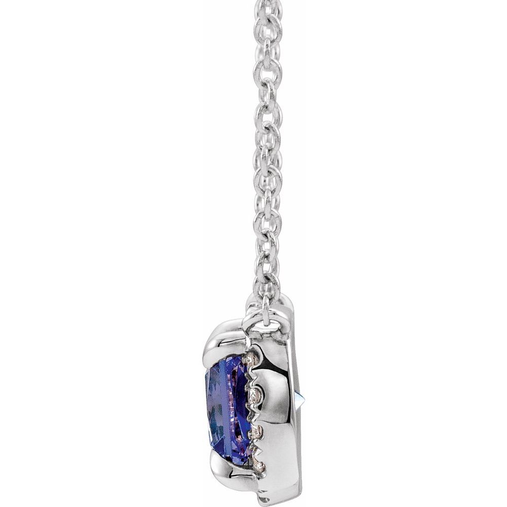 14k White Gold Natural Blue Sapphire & .05 CTW Natural Diamond 18" Necklace