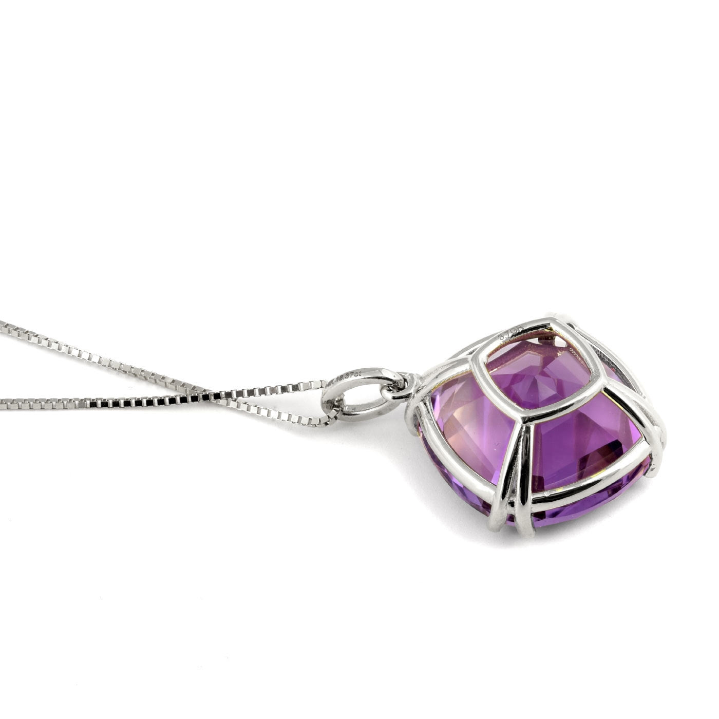 14K White Gold 18.36ct TGW Purple Amethyst One-of-a-Kind Pendant Necklace