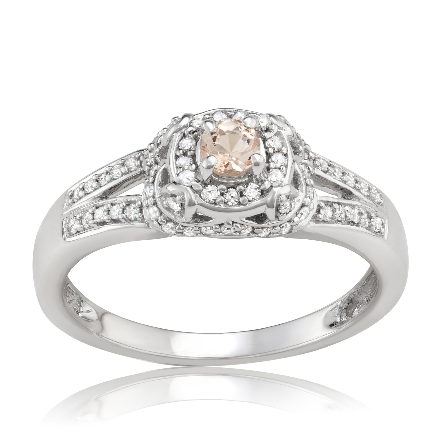 14K White Gold 0.5ct TW Morganite and White Diamond Engagement Ring