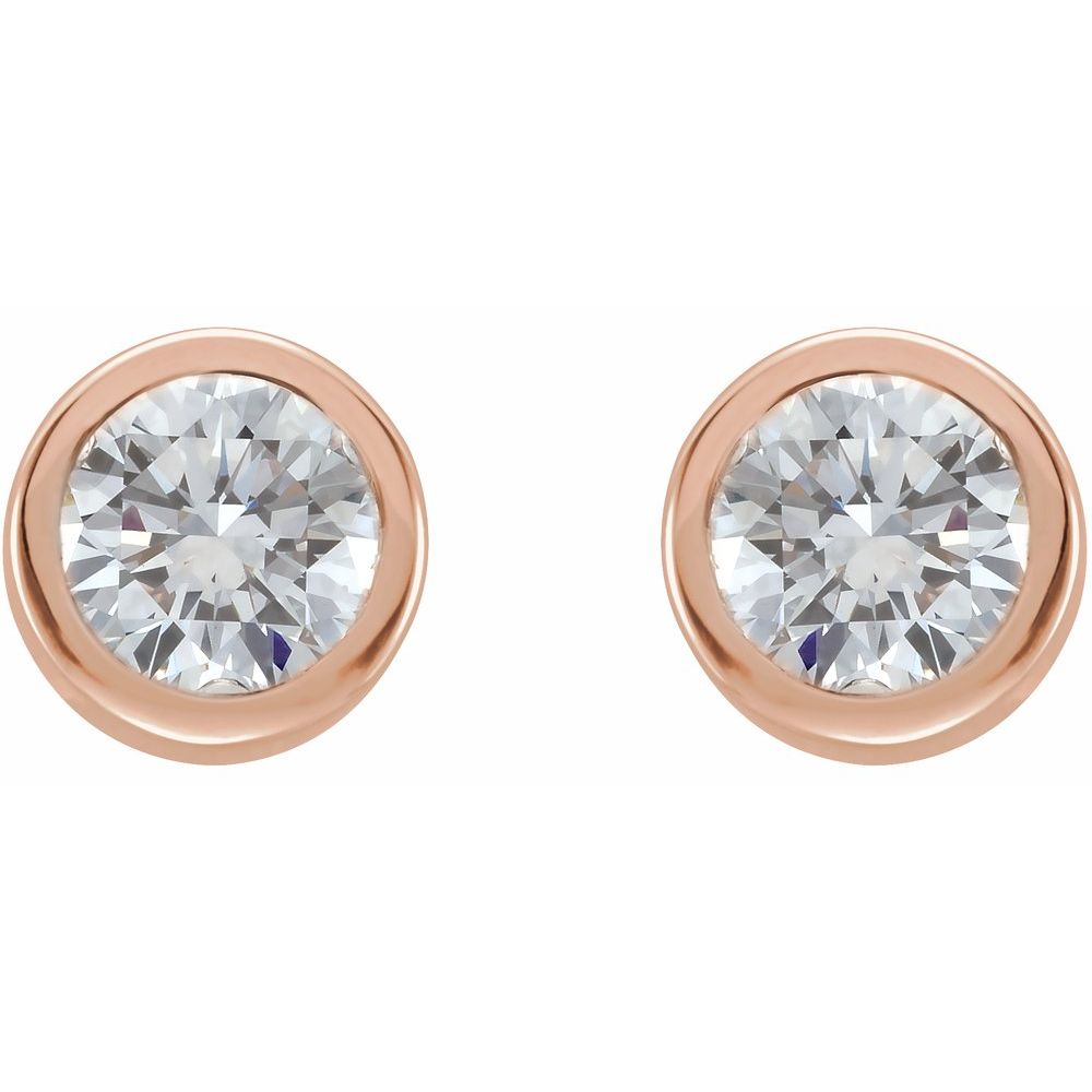 14k Rose Gold 1/2 CTW Natural Diamond Bezel-Set Earrings