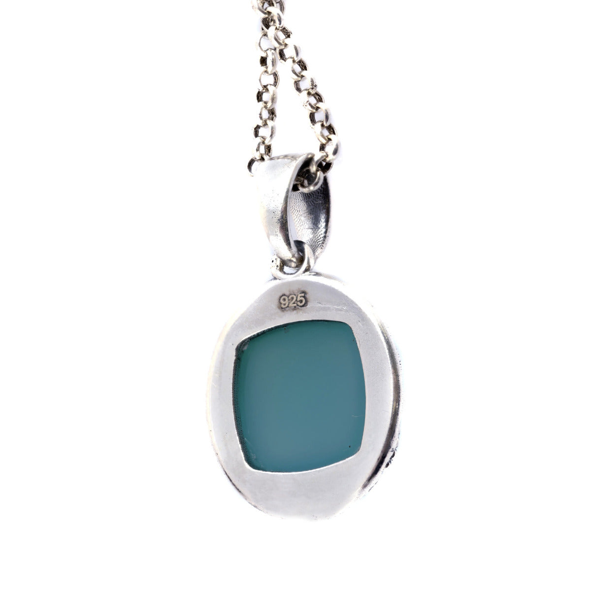 Sterling Silver Paraiba Color 6.84ct TGW Cushion-shape Agate One of a Kind Pendant Necklace