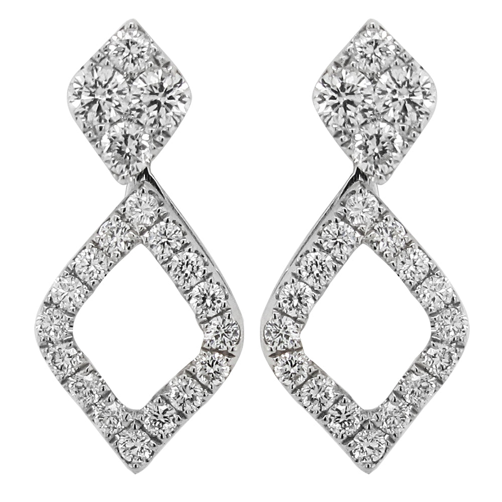 18k White Gold 3/4ct TDW White Diamond Diamond Shape Mix-Match Stud Earrings