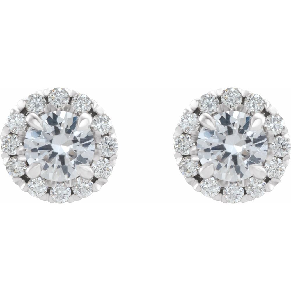 14k White Gold 3/4 CTW 4 mm Natural Diamond Halo-Style Earrings