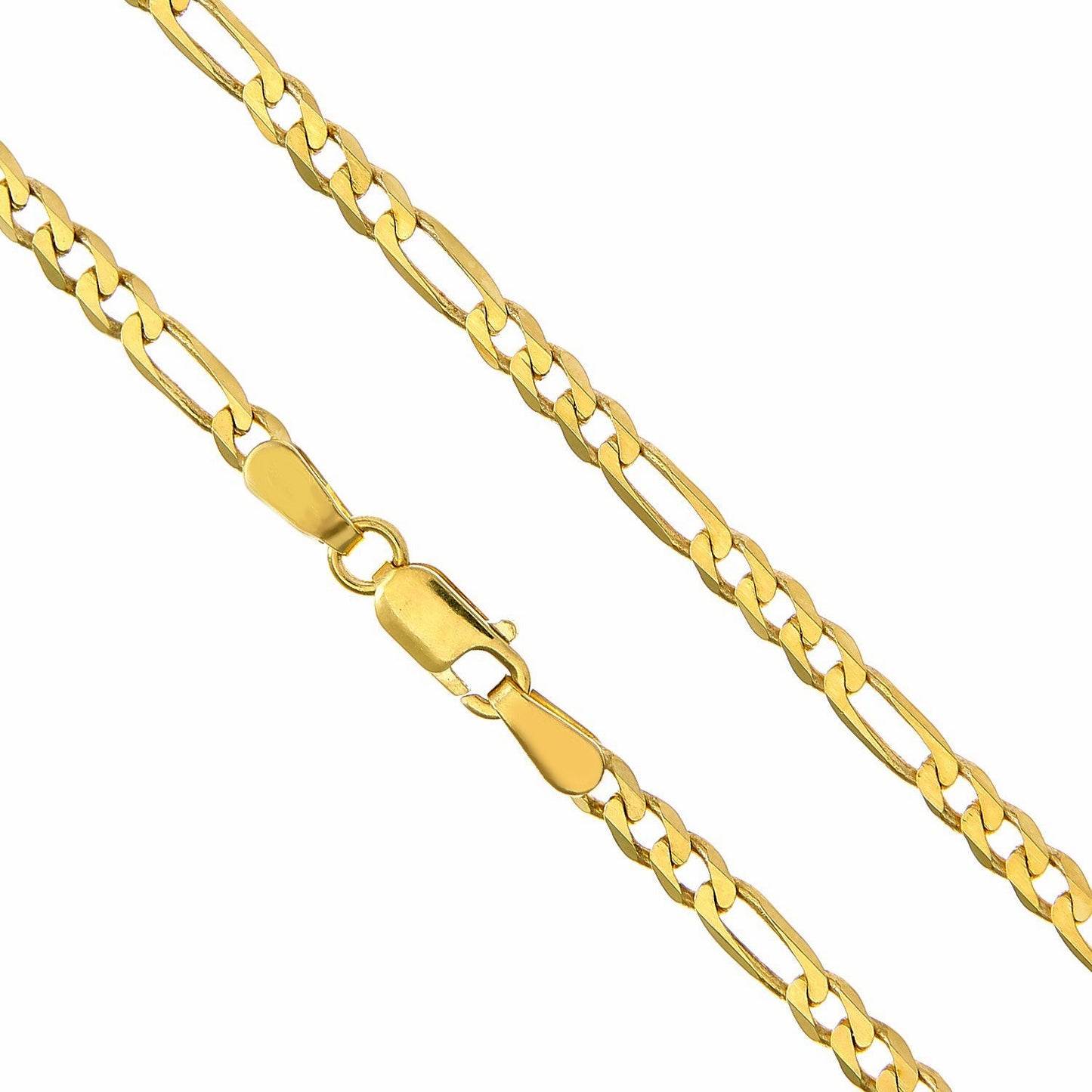 14k Two-tone Gold Cubic Zirconia Fancy Crucifix Pendant with 2.2mm Figaro Chain