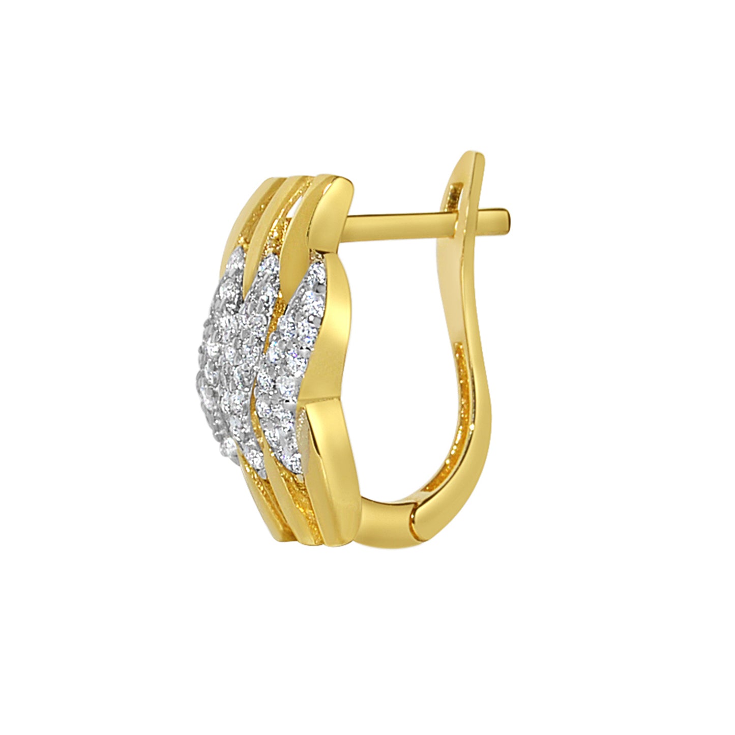 14k Yellow Gold Cubic Zirconia Wavy Fancy Semi-hoop Earrings (10 mm)