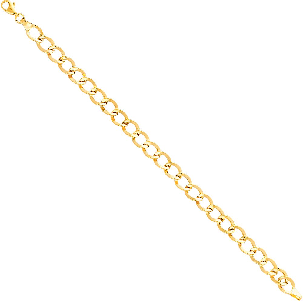 14K Yellow Gold Lightweight Fancy Link 7.5" Bracelet
