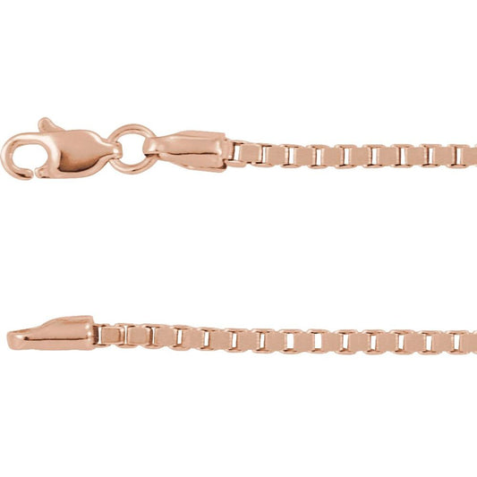 14K White, Yellow or Rose Gold 1.82 mm Wide Box Chain