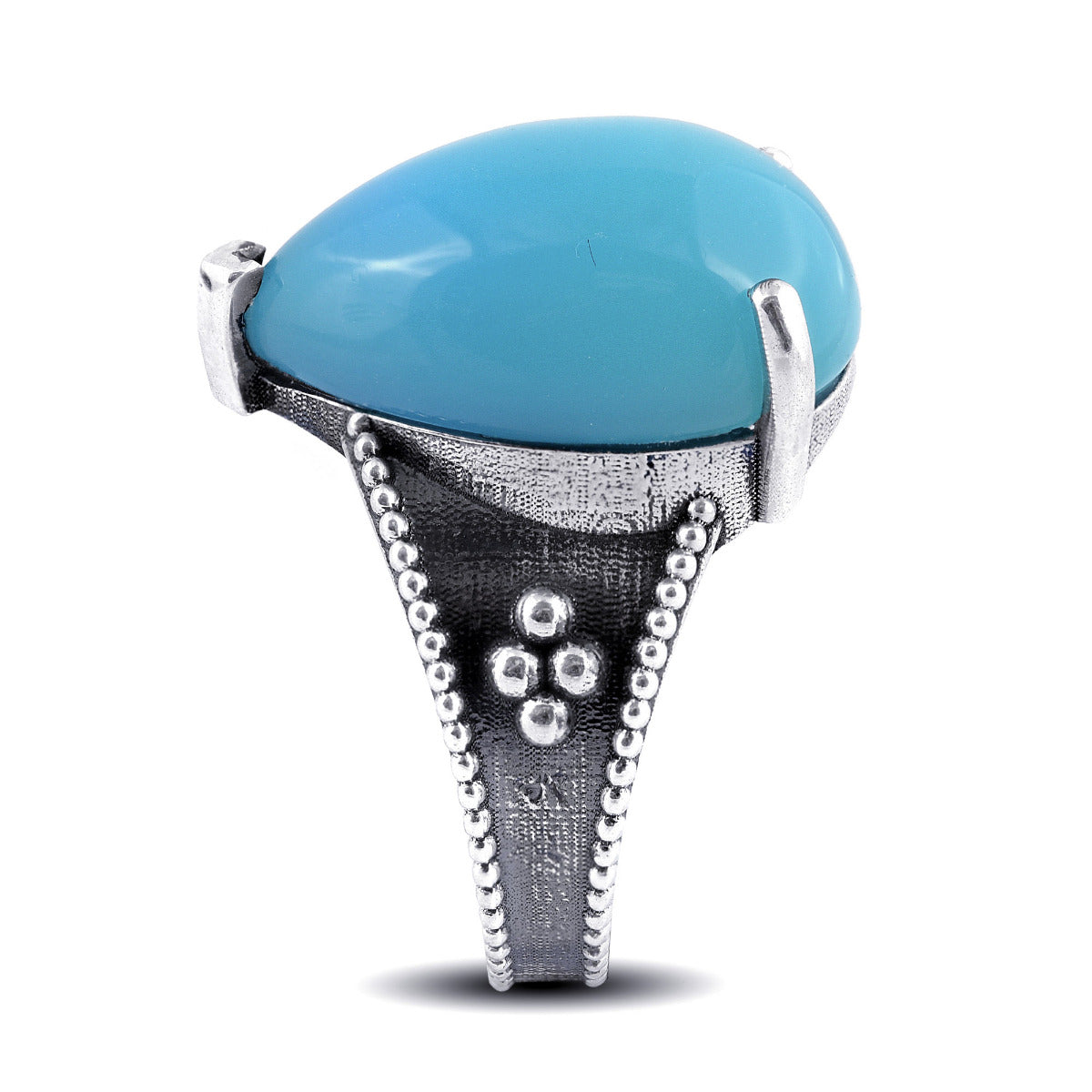 Sterling Silver Paraiba Color 12.12ct TGW Pear-shape Agate One of a Kind Ring