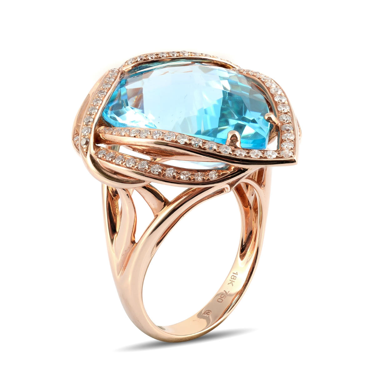 18K Rose Gold 20.62 ct TGW Swiss Blue Topaz One-of-a-Kind Ring