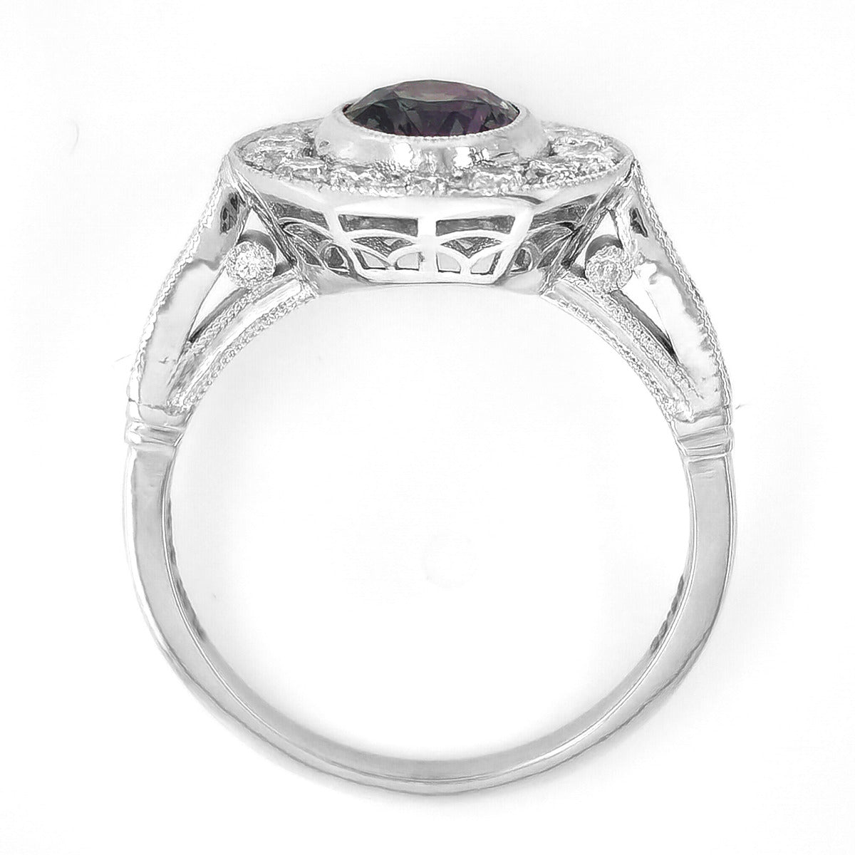 Platinum 2.13ct TGW Color Change Alexandrite and Diamond One-of-a-Kind Ring