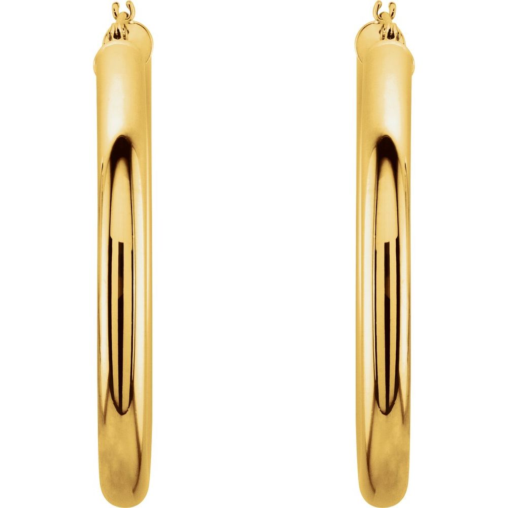 14K Yellow Gold 40 mm Tube Hoop Earrings
