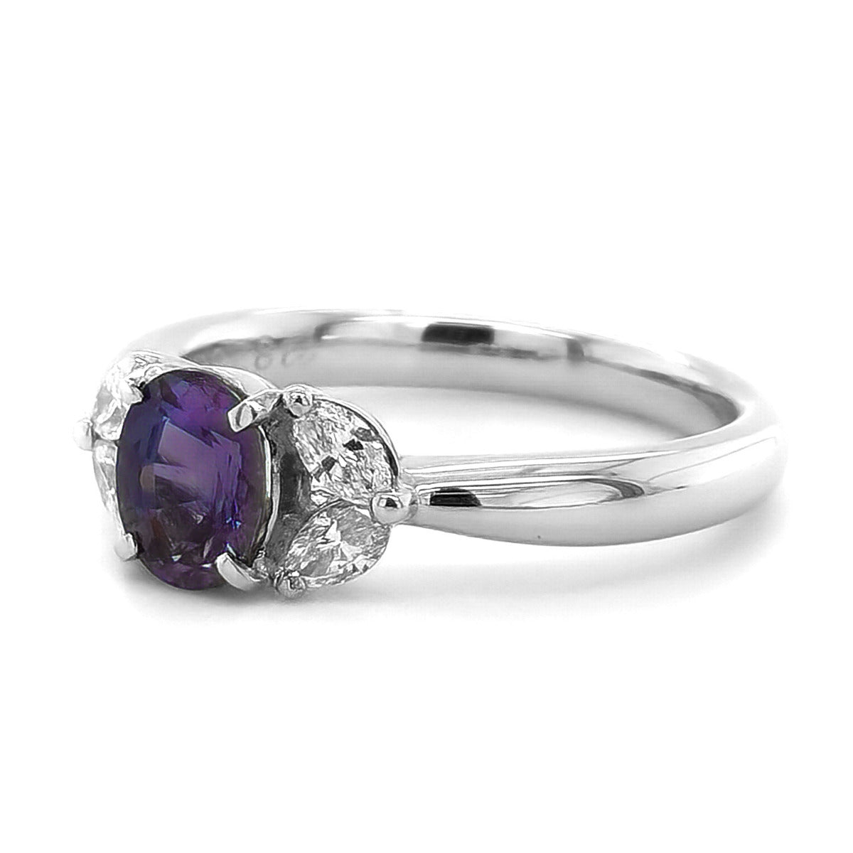 Platinum 1.13ct TGW Color Change Alexandrite and Diamond One-of-a-Kind Ring
