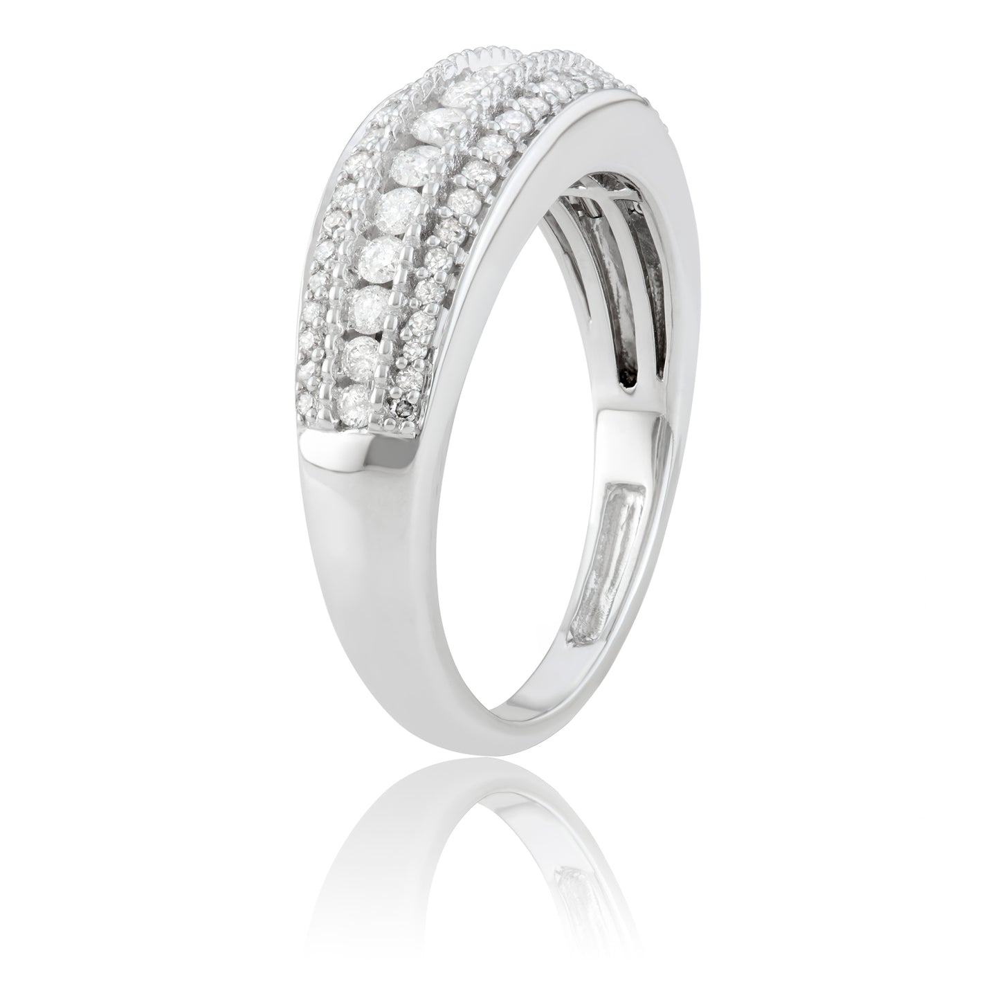 10k White Gold 0.50ct TDW White Diamond Multi-row Wedding Band