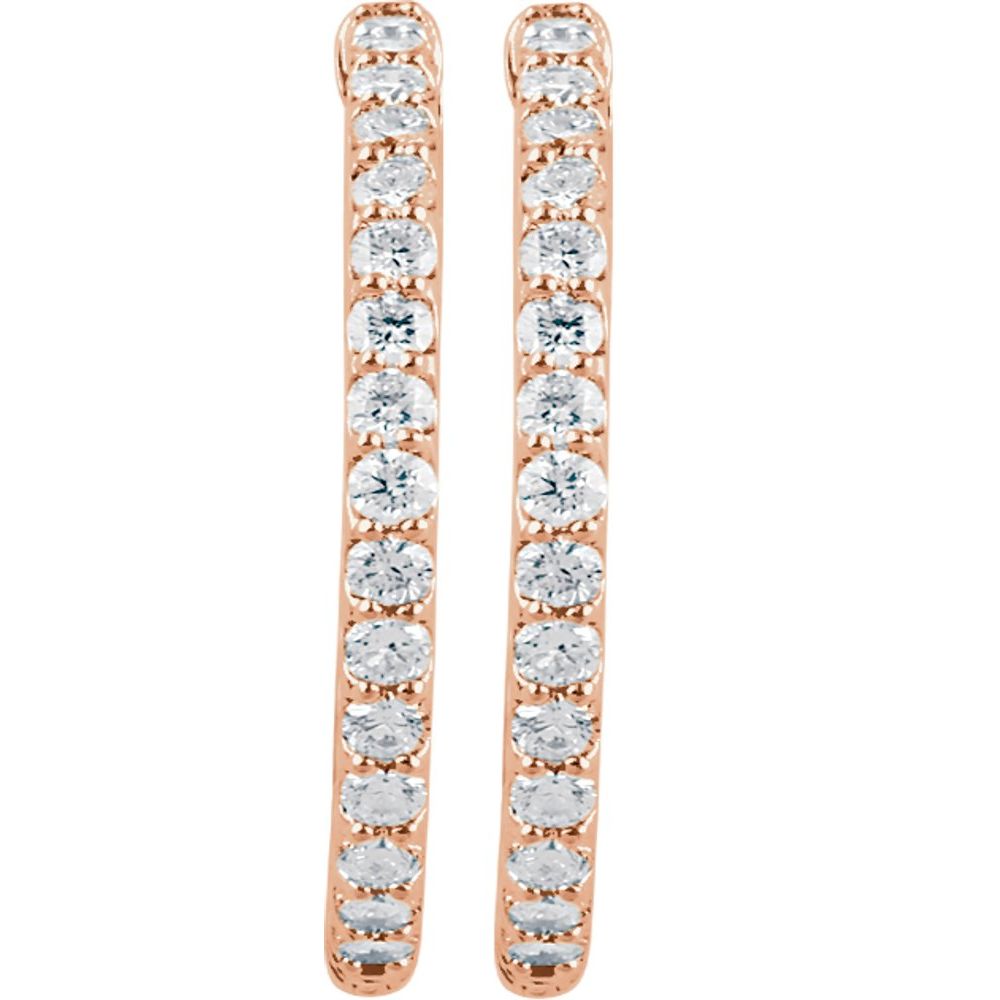14k Rose Gold 29.5 mm 2 CTW Natural Diamond Inside-Outside Hinged Hoop Earrings