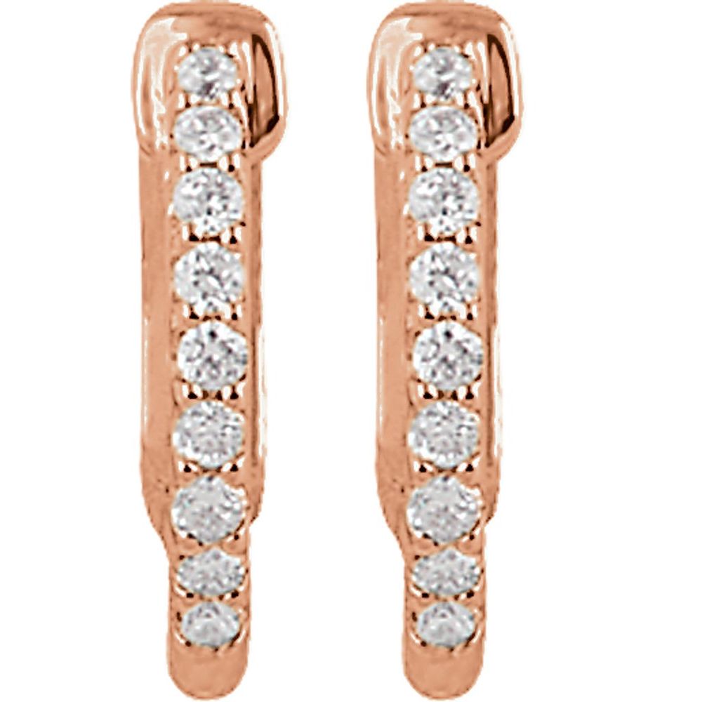 14k Rose Gold 14.5 mm 1/4 CTW Natural Diamond Inside-Outside Hinged Hoop Earrings