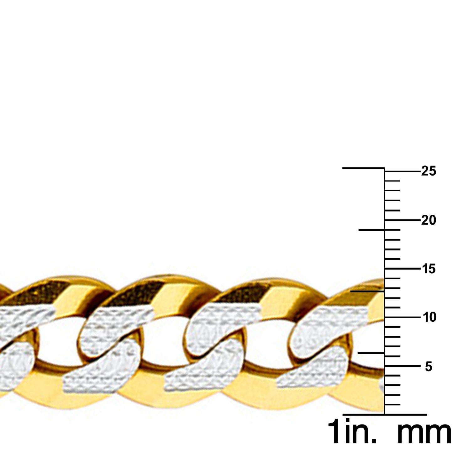 14k Two-tone Gold 14mm Wide Regular White Pave Cuban Men's Chain Necklace