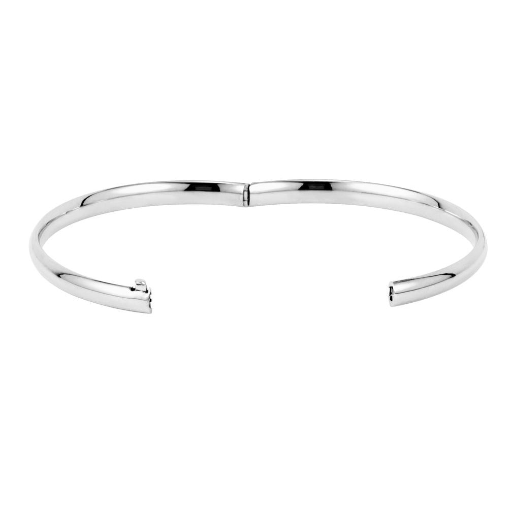 14K White Gold 4.7 mm Hinged Bangle 7" Bracelet