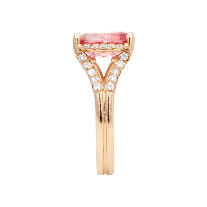 14k Rose Gold 2.61ct TGW Pink Tourmaline and White Diamond Ring