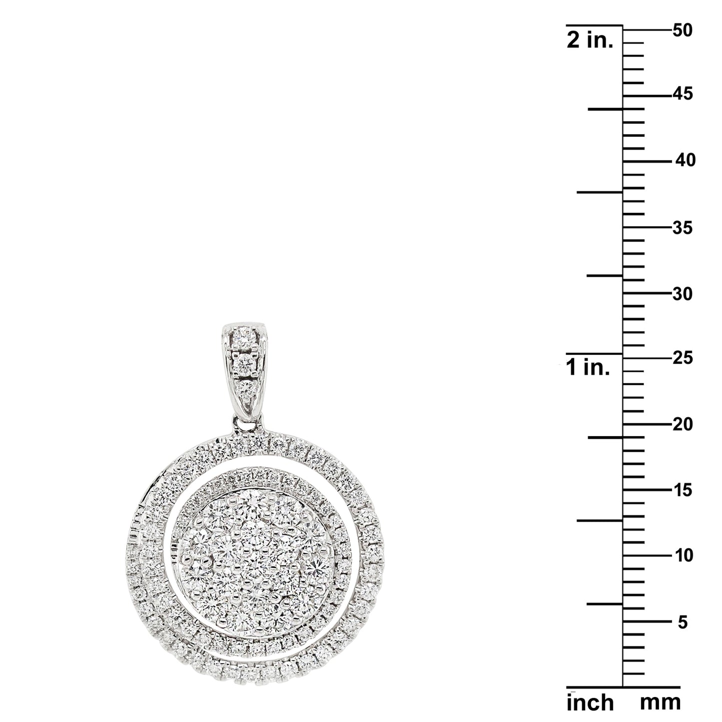 18k White Gold 1-3/8ct TDW White Diamond Round Swirl Pendant Necklace