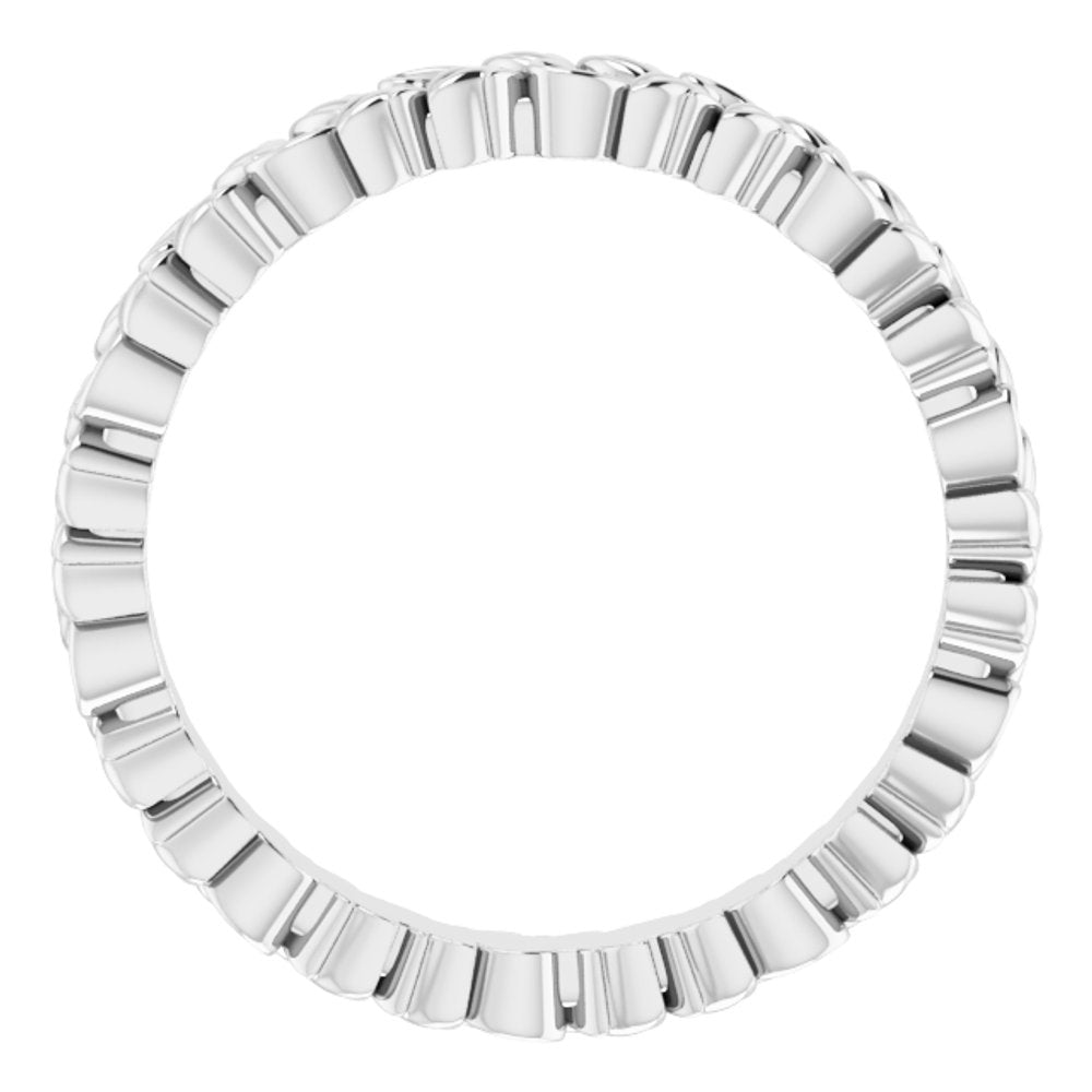 14K White Gold Nature-Inspired Leaf Wedding Band Size 7