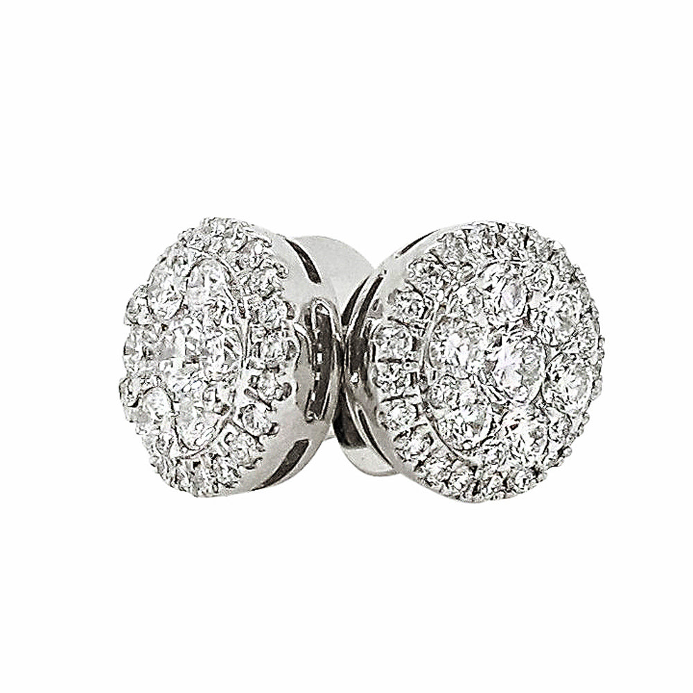 18k White Gold 3/8ct TDW White Diamond Round Cluster Stud Earrings