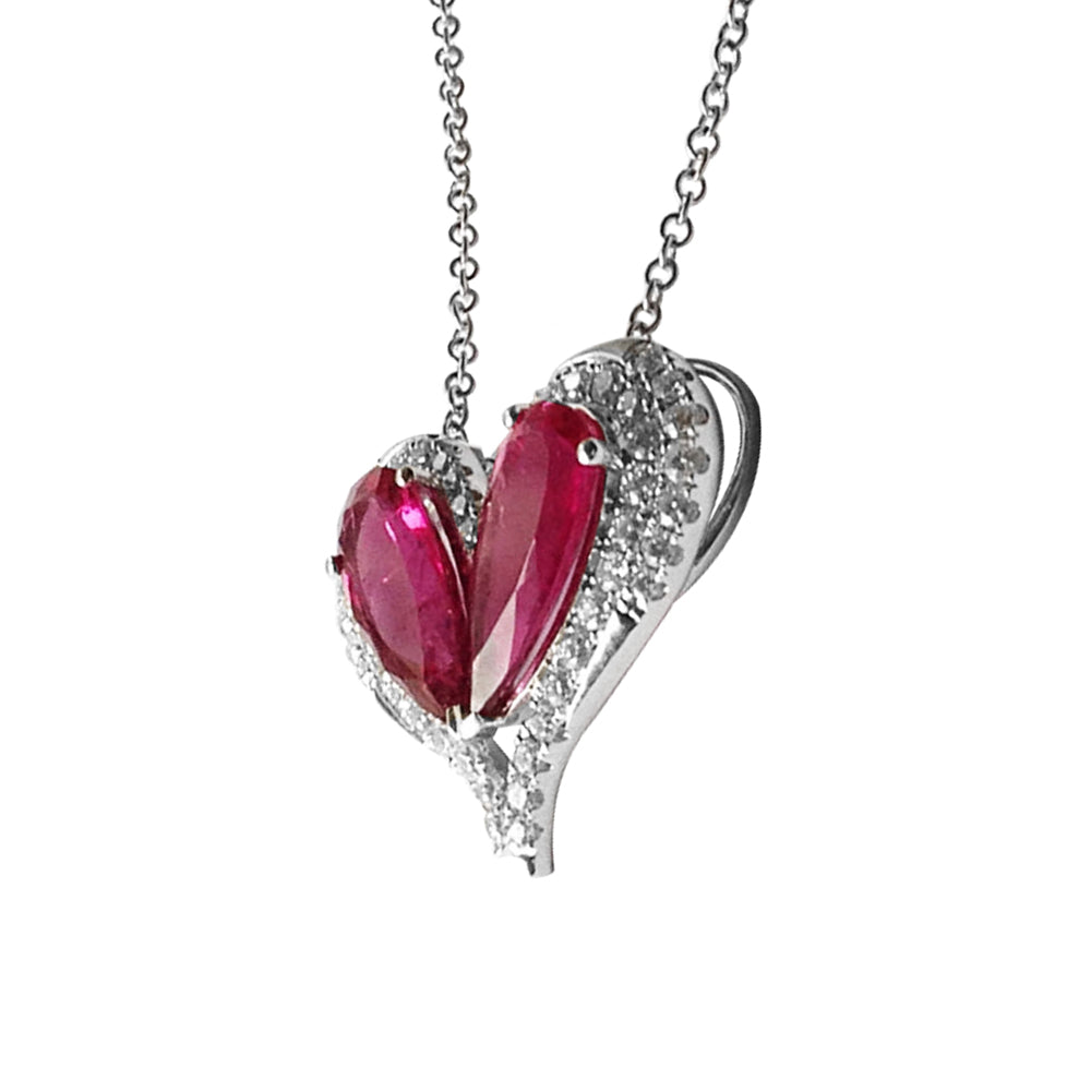 14K White Gold 8.32ct TGW Rubellite and White Diamonds One-of-a-Kind Necklace