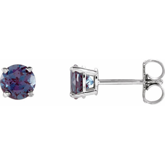 14k White Gold 5 mm Lab-Grown Alexandrite Stud Earrings