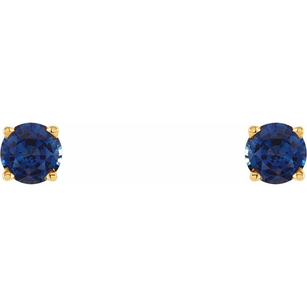 14k Yellow Gold 5 mm Natural Blue Sapphire Stud Earrings