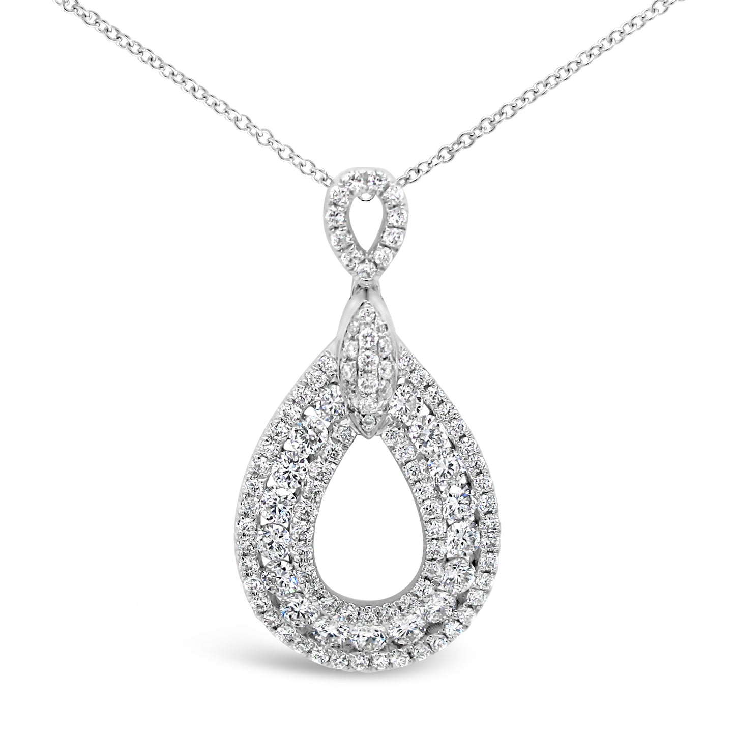 18k White Gold 3/4ct TDW White Diamond Pear Shape Pendant Necklace