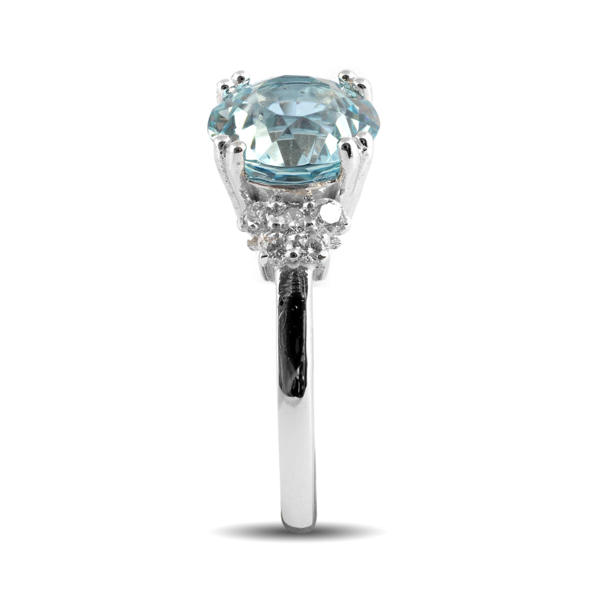 14K White Gold 2.64ct TGW Light Blue Aquamarine and Diamonds One of a Kind Ring
