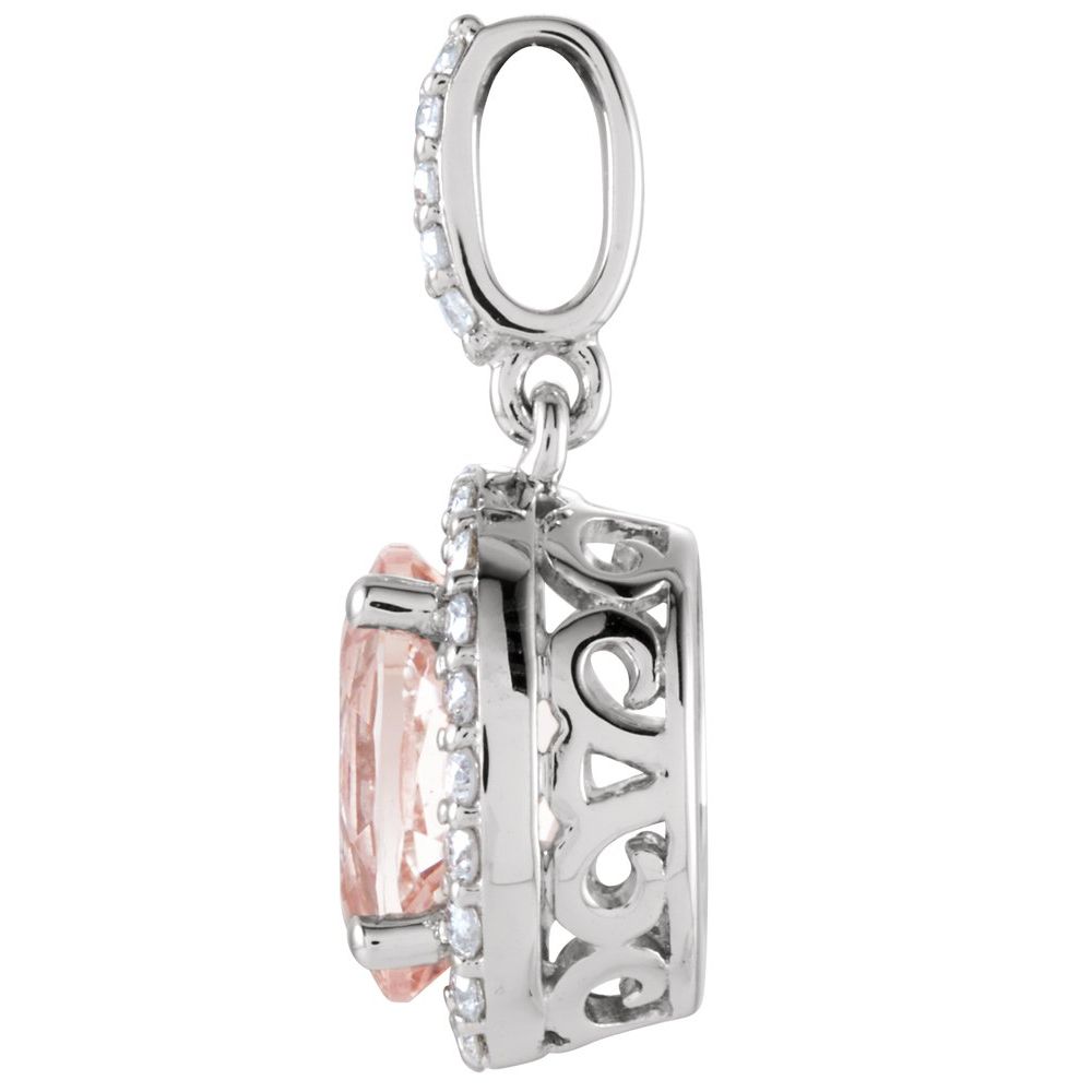 14k White Gold Natural Pink Morganite & 1/6 CTW Natural Diamond Pendant