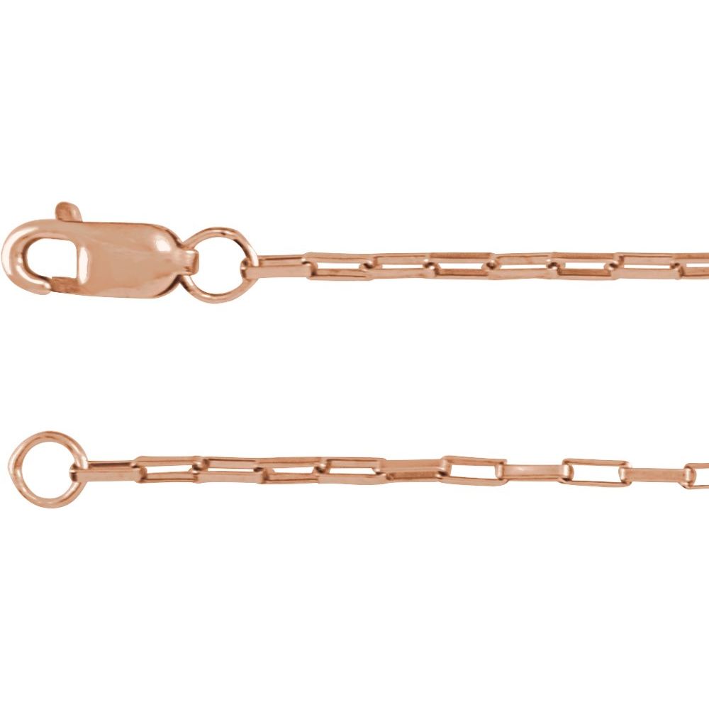 14K Yellow or Rose Gold 1.2 mm Paperclip-Style Chain